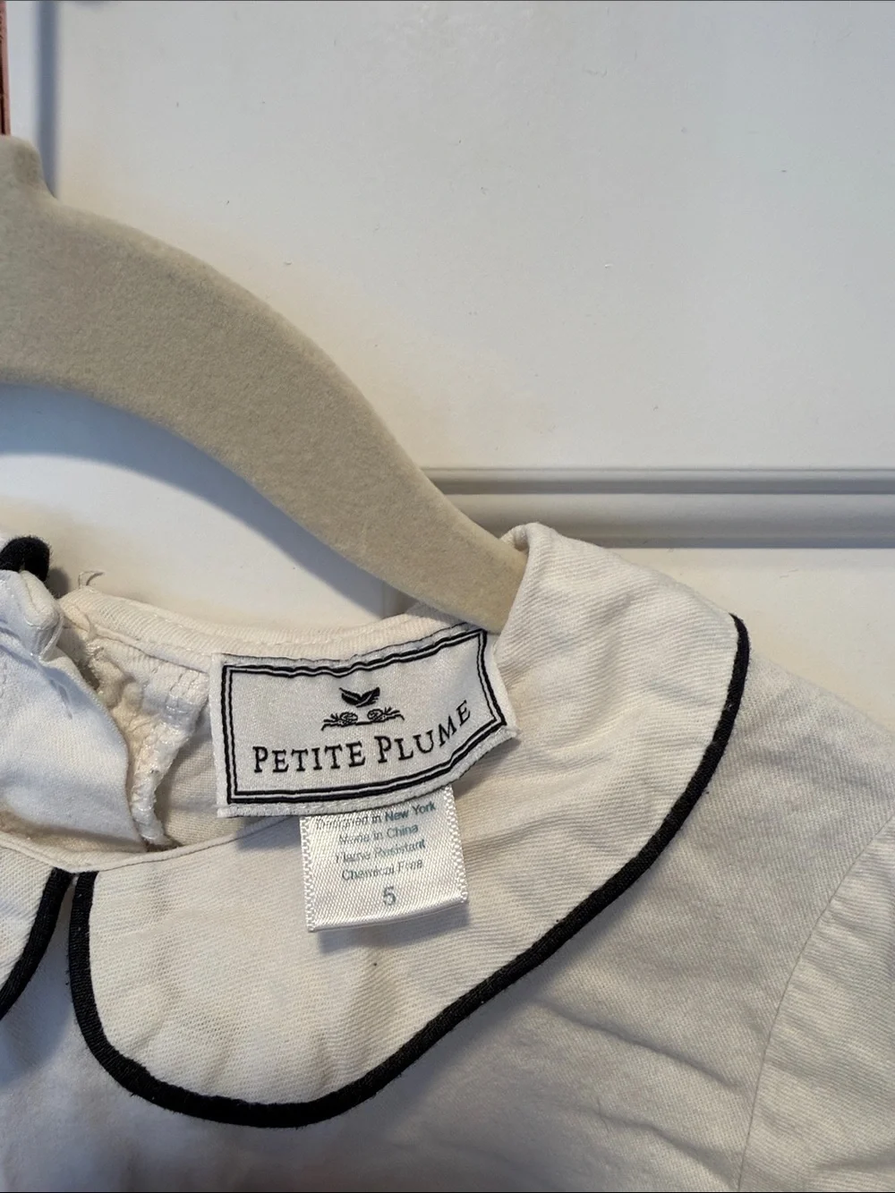 Petite Plume Victoria Girls Cotton Nightgown White with Black Trim 5